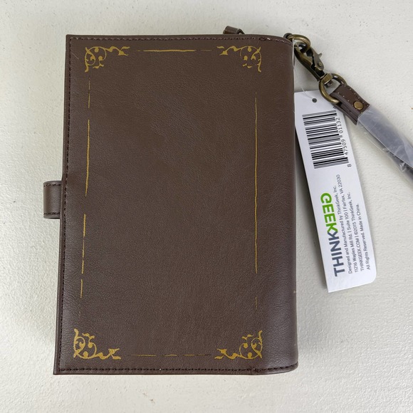 🚫SOLD🚫 NWT Think Geek Spellbook Billfold Wallet SOLD OUT Brown Faux Leather - Picture 4 of 16